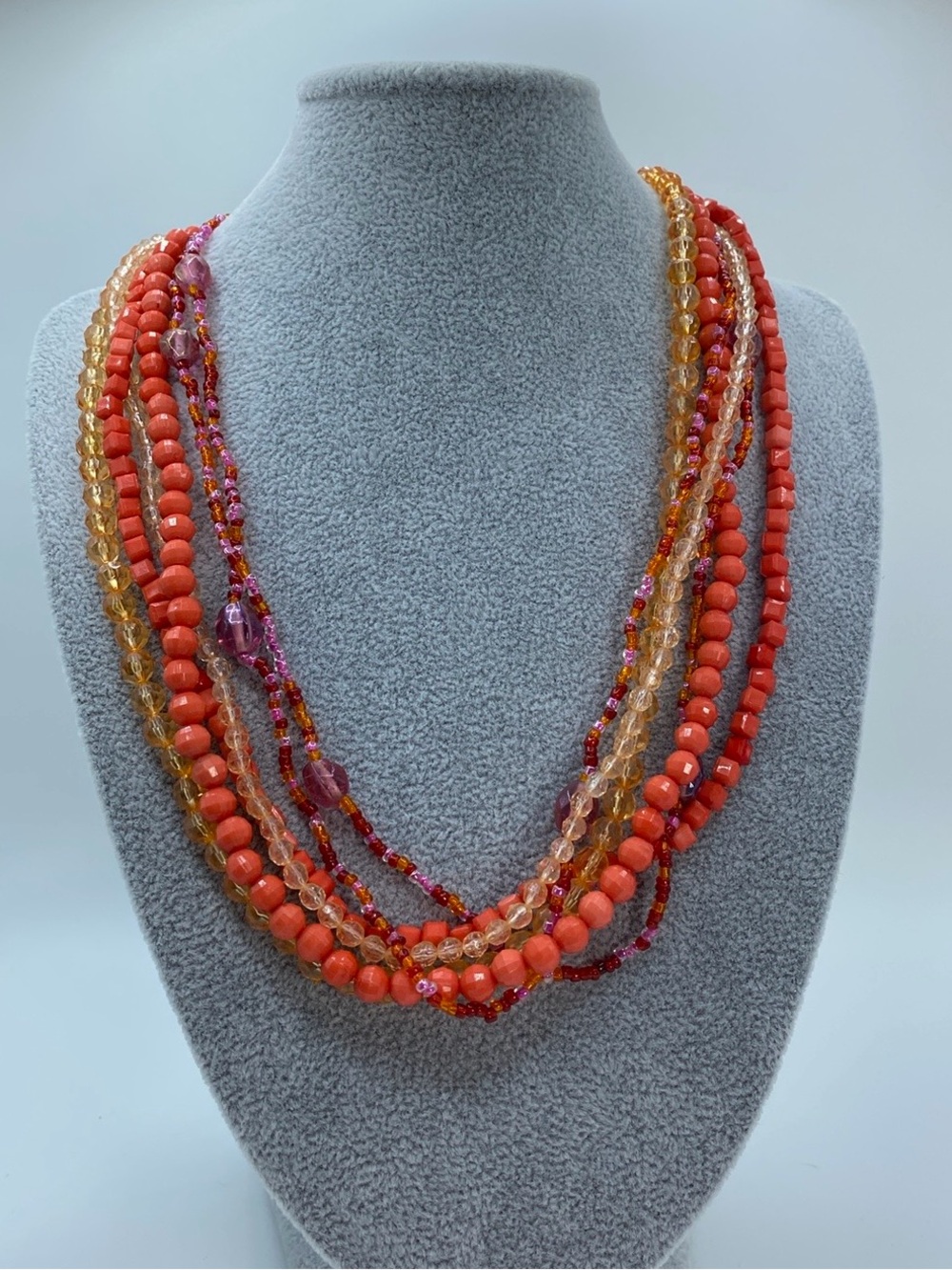 Vintage Coral Orange Layered Necklace